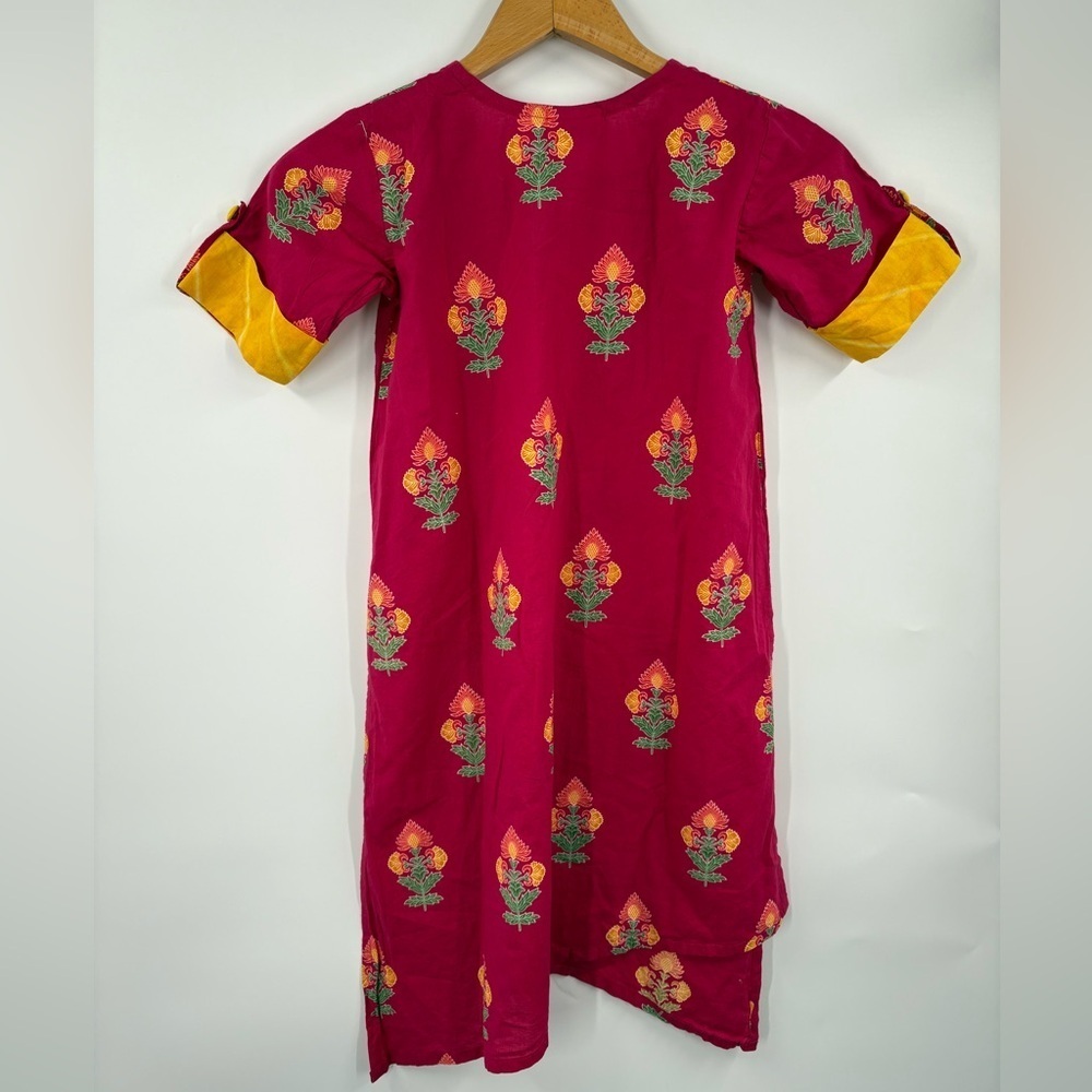 Exclusive from Jaipur Pink Printed Girl’s Kurta Top Size 5 Cotton Floral - Picture 4 of 6